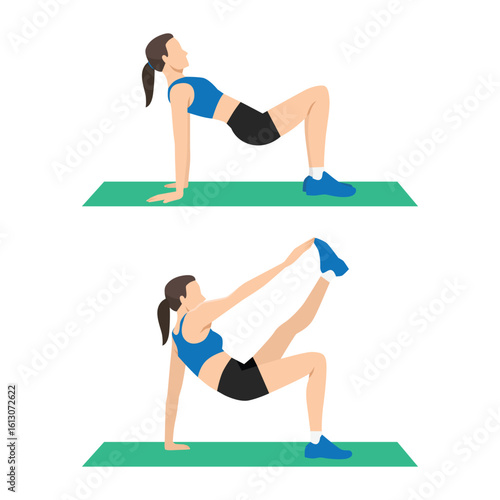 Crab Toe Touches Exercise. Flat vector illustration isolated on white background
