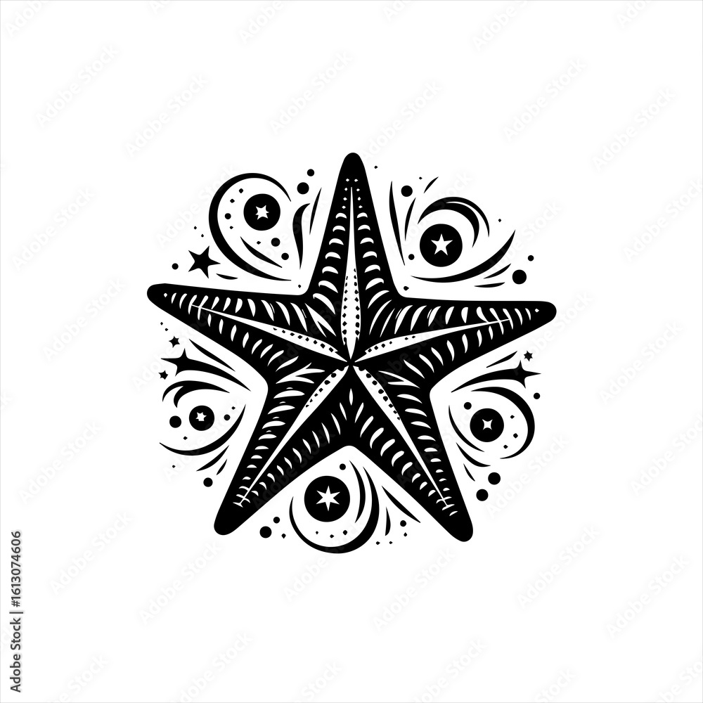 Obraz premium Starfish with decorative swirls