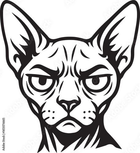 vector illustration of a grumpy sphynx cat