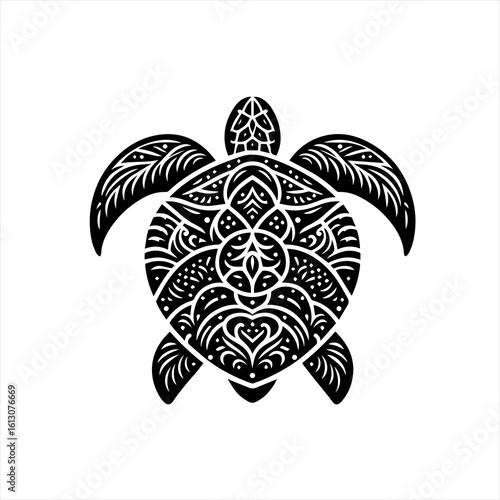 Turtle with mandala isolated