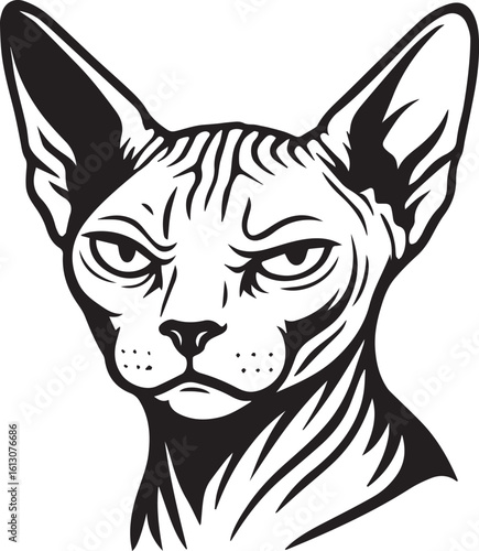angry sphynx cat vector illustration