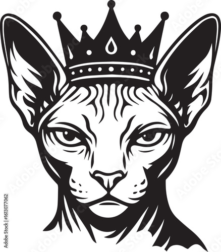 adorable sphynx cat with crown