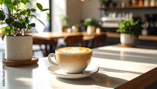 Wallpaper Mural Sunlit Latte Art in a Modern Cafe Setting Torontodigital.ca