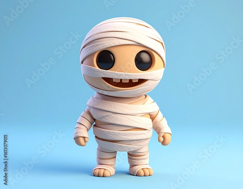 Cute 3D Mummy Cartoon Character for Halloween