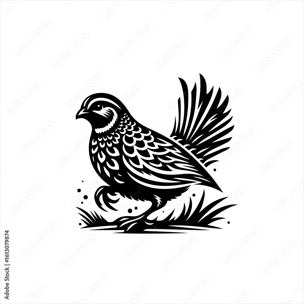 Obraz premium A quail bird in grass