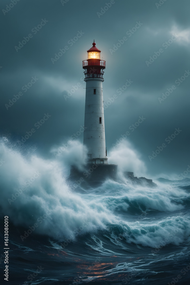 Lighthouse Under Stormy Skies Coastal Beacon of Hope and Resilience Lighthouse Under Stormy Skies Coastal Beacon of Hope and Resilience