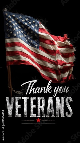 Flag waving proudly with gratitude for veterans during a tribute celebration