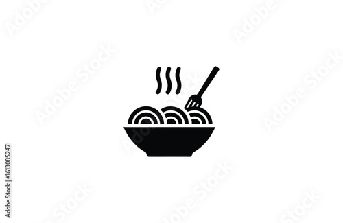 Noodle bowl solid icon on white