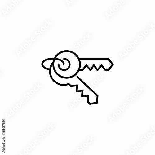 two keys linked icon sign vector