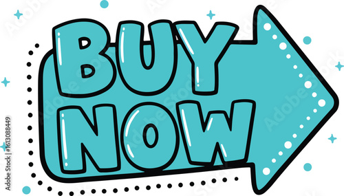 buy now playful hand-drawn bold letters with dynamic arrow frame