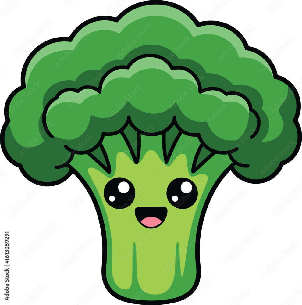 Vector Illustration of a Cute Cartoon Broccoli Character with Smiling Face ? Fun and Healthy Vegetable Design for Kids and Educational Use Vector Illustration of a Cute Cartoon Broccoli Character with Smiling Face ? Fun and Healthy Vegetable Design for Kids and Educational Use