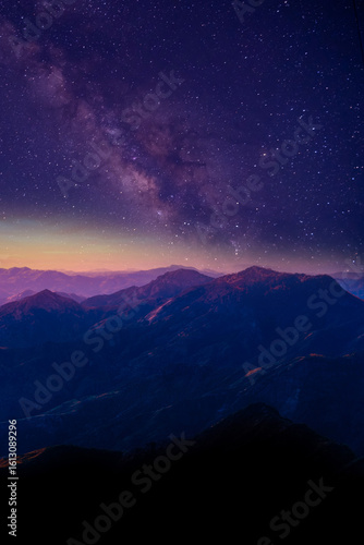 Scenic View Of Mountains Against Sky At Night