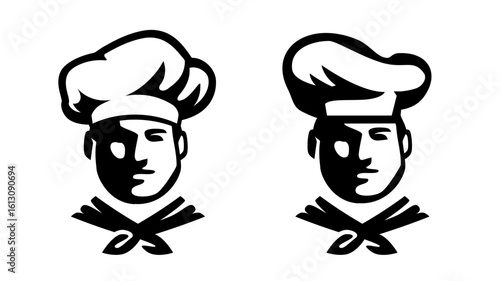 Professional chef emblem. Portrait of male cook in hat. Symbol for restaurant or cafe menu