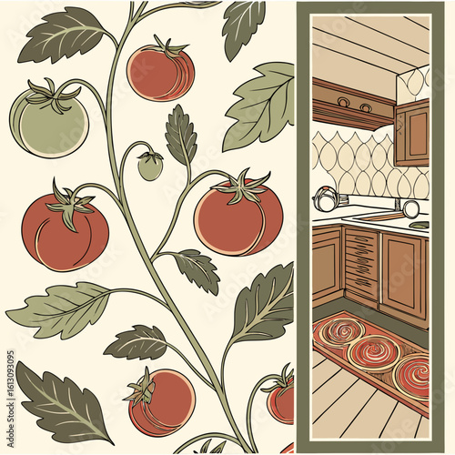 seamless pattern with vegetables of tomatos
