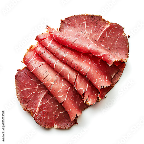 Fototapeta Naklejka Na Ścianę i Meble -  Sliced Cured Meat on White Background
