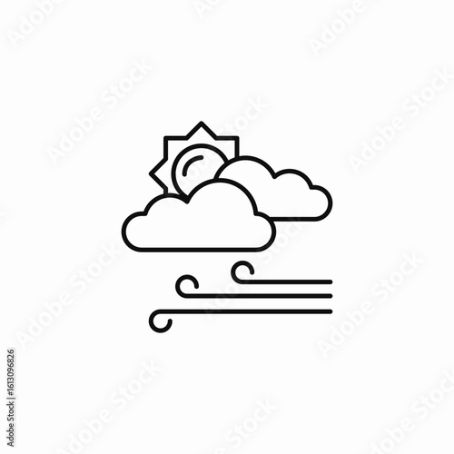 windy weather sun icon sign vector