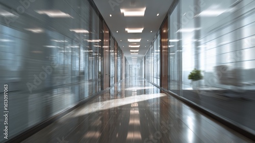 Wallpaper Mural A modern office interior featuring sleek glass walls and polished floors, creating a spacious and bright environment. Torontodigital.ca