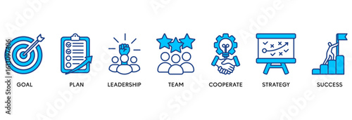 Mission icon set vector illustration concept relate to goal, plan, leadership, team, cooperate, strategy and success