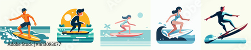 vector of a person surfing on the sea