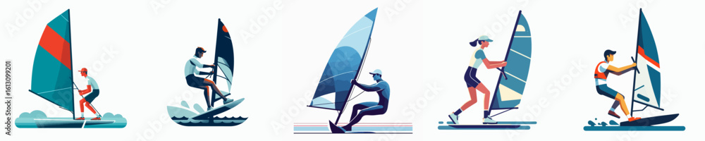Fototapeta premium vector of a person playing sailing on sea