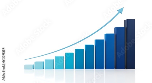 Ascending Blue Bar Graph: Positive Growth, Financial Success, Upward Trend, 3D Render. Free Download Ascending Blue Bar Graph: Positive Growth, Financial Success, Upward Trend, 3D Render. - GFXLoad