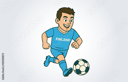 Finland Soccer or Football Player Mascot Cartoon Character Template