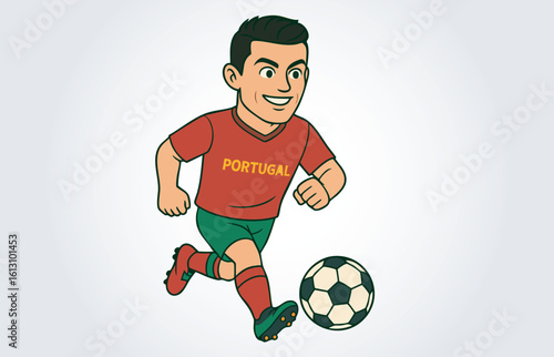 Portugal Soccer or Footbll Player Mascot Cartoon Character Template
