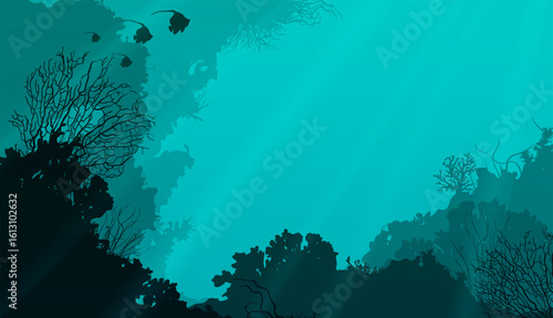 Vector sea background. Coral bottom	