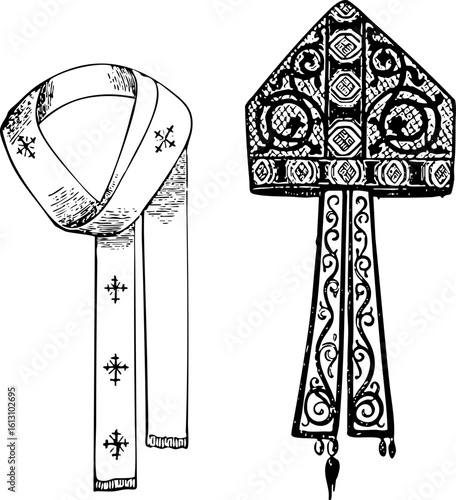 Vintage Religious Vestments: Stole and Mitre