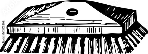Vintage Broom Illustration in Black and White