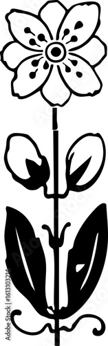 Vintage Floral Illustration in Black and White