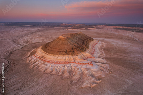 Spectacular and original Bokty mountain in Mangystan, Kazkhstan taken by a drone.