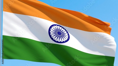 Close-up of Indian national flag with saffron