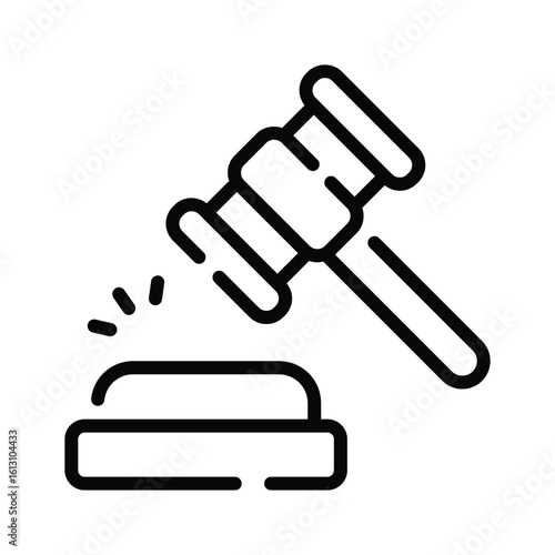 Well designed outline icon of courtroom gavel hammer