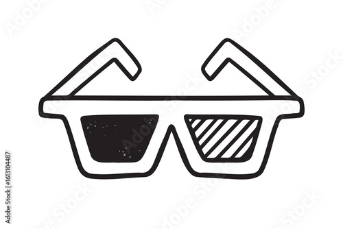 3d glasses icon doodle hand drawn. Outline line drawing clipart symbol