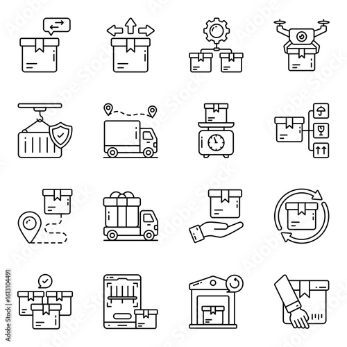 Set of Freight Linear Icons

