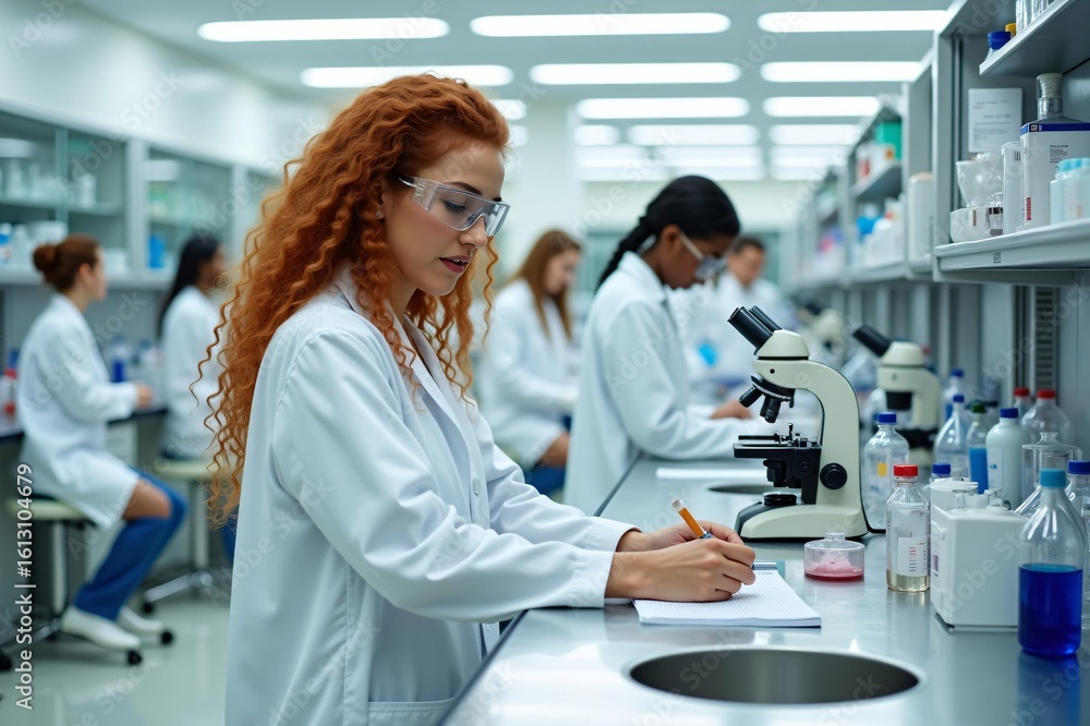 Obraz premium Scientists research innovation in modern laboratory