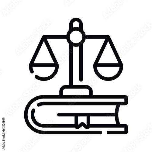 A modern linear icon of opened law book
