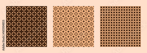 Geometric abstract seamless pattern collection. Primitive background print set for paper, textile and fabric. Vector illustration for decor and design.