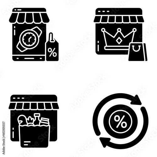 Set of Web and Shopping Solid Icons

