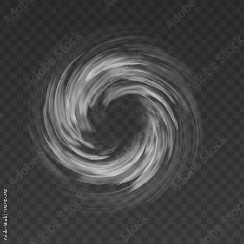 Air whit vortex vector effect isolated on transparent background. Circle wind flow swirl.