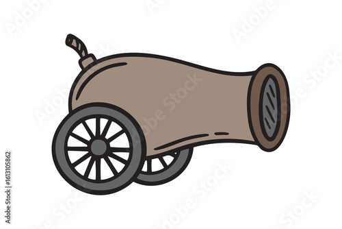 vintage cannon icon doodle hand drawn. Cartoon colorful drawing clipart symbol