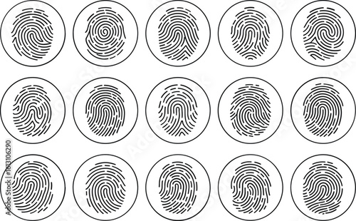 Collection of diverse fingerprint patterns for identification and security purposes