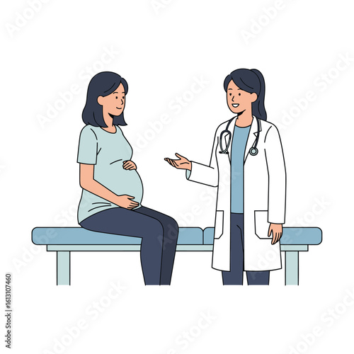 Female Doctor with pregnant women. 