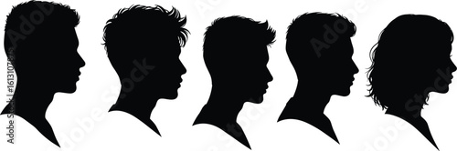 Silhouette Profile Heads of Diverse Young People, Illustrating Identity, Communication, Youth, and Human Diversity for Modern Lifestyle and Social Concepts.