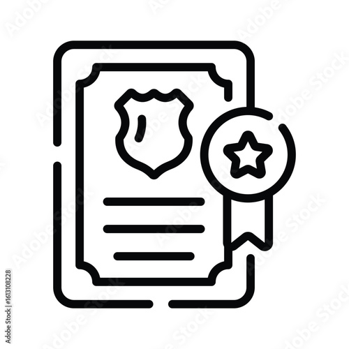 A premium linear icon of police certificate award