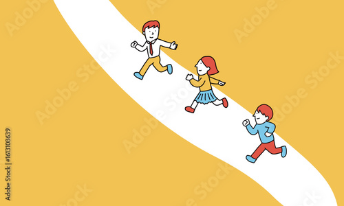 伴走する先生と生徒　リーダーシップのイラスト