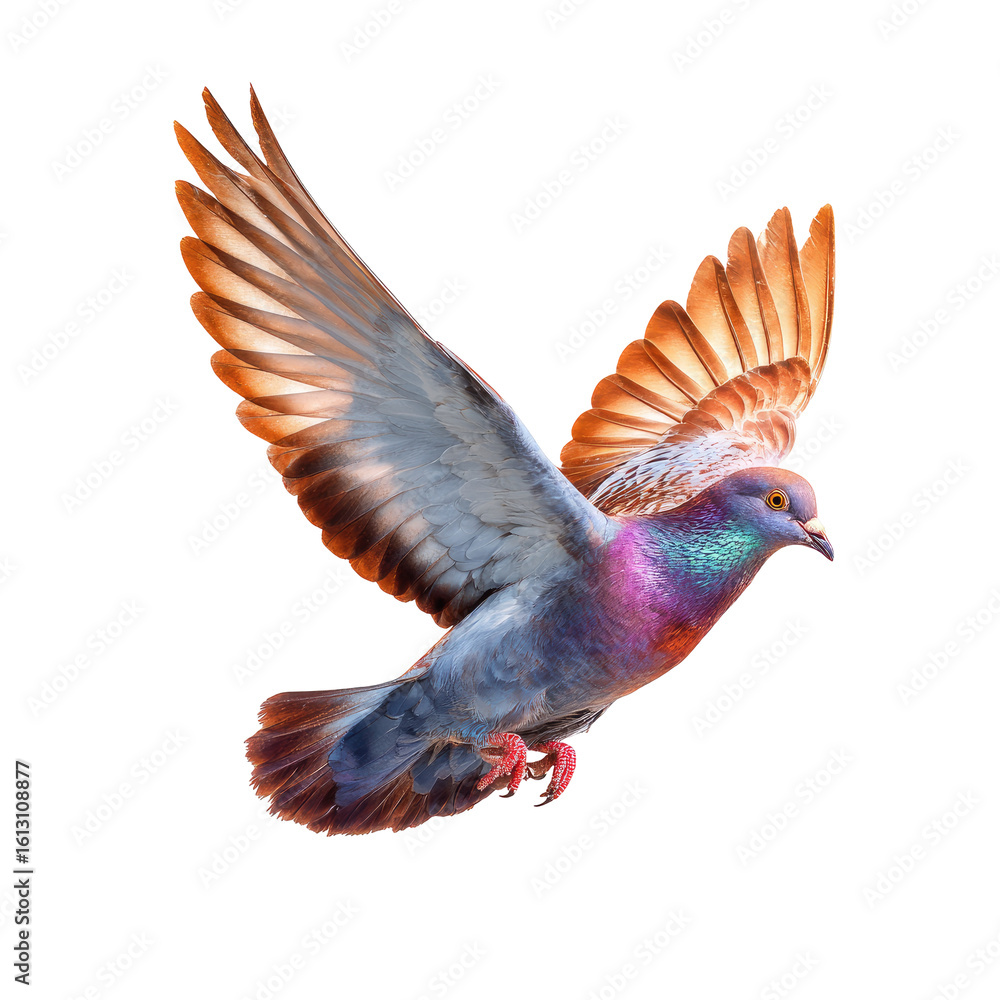 Fototapeta premium Colorful pigeon in flight