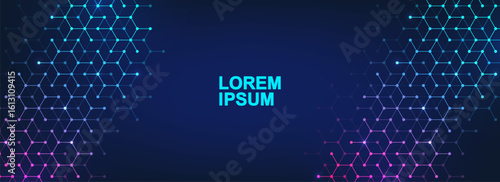 Structure molecule and communication Dna, atom, neurons. Science concept for your design. Connected lines with dots. Medical, technology, chemistry, science background. illustration.