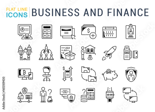 Flat Line Icons Business and Finance vector illustrator